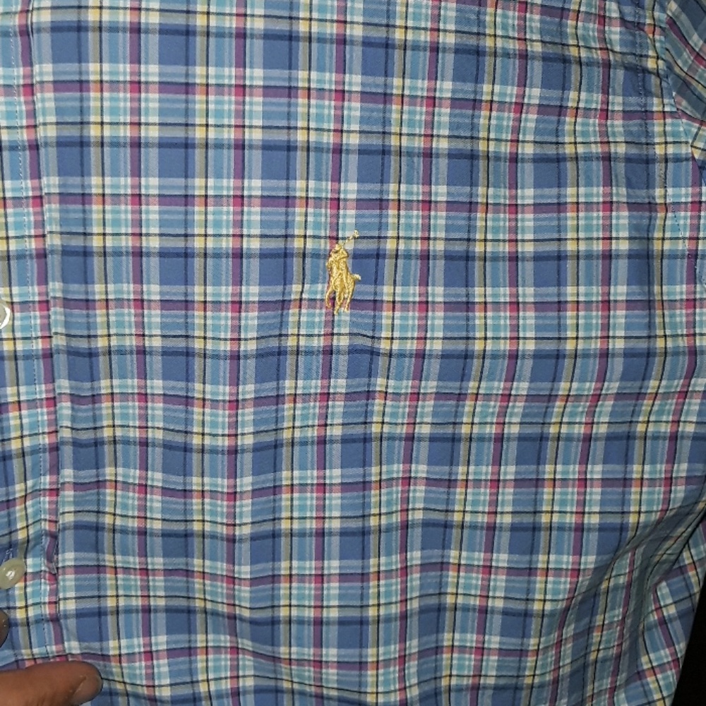 Blue/purple plaid Ralph Lauren button up shirts - Picture 4 of 5